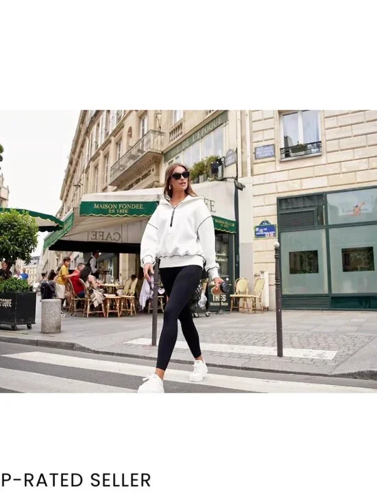 Half Zip Cropped Hoodie Pullover Fleece Lined Y2K Chic Oversized Winter Fashion - Picture 7 of 7